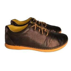 Alegria Dark Brown Sneakers with Bright Orange Soles